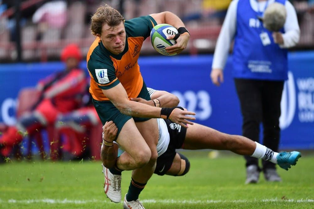 Darby Lancaster got a double as the Junior Wallabies escaped with victory over Fiji. Photo: World Rugby