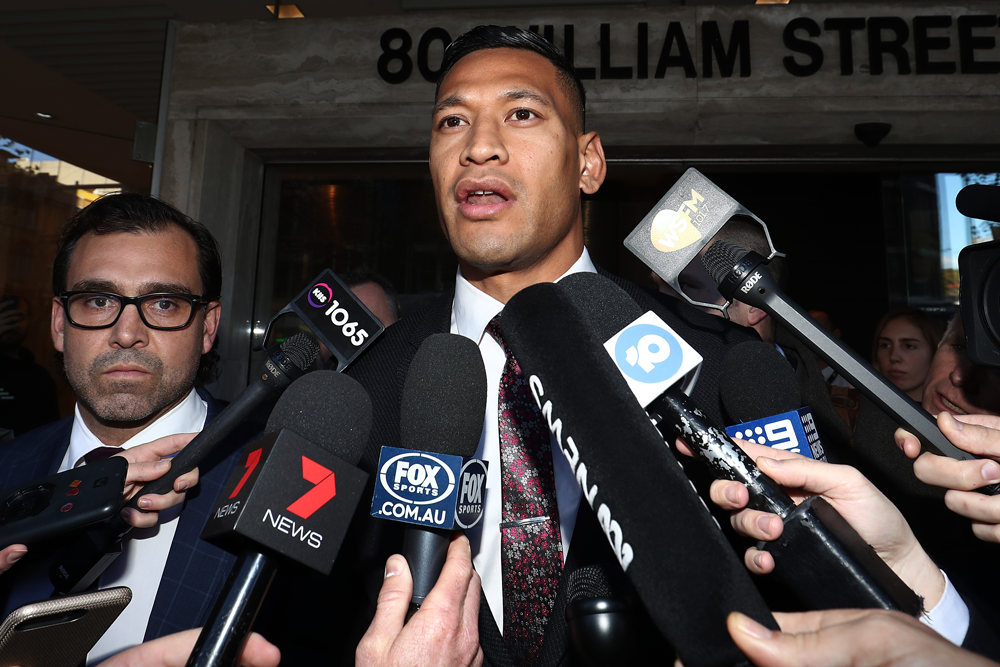 Israel Folau understood the damage of his posts, Rugby Australia have claimed. Photo: Getty Images