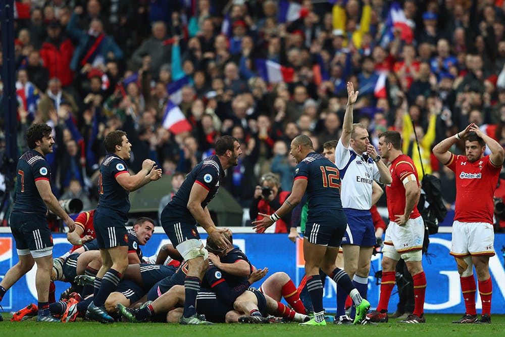 France scored a try in the 100th minute to grab victory over Wales. Photo: Getty Images