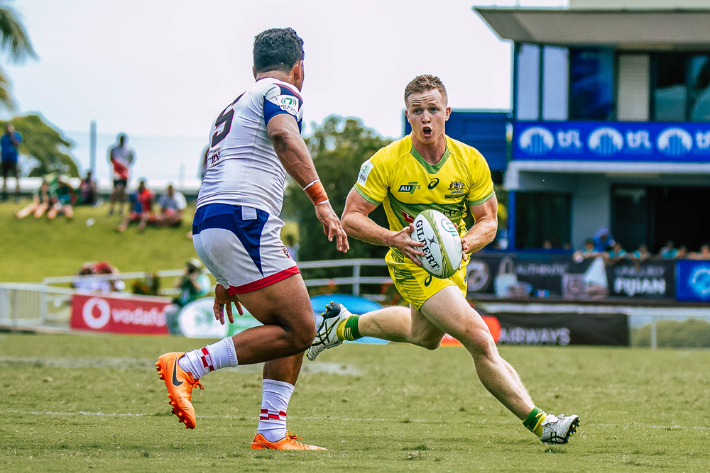 The Aussie Sevens men are through to the Olympic qualification final. Photo: Oceania Rugby