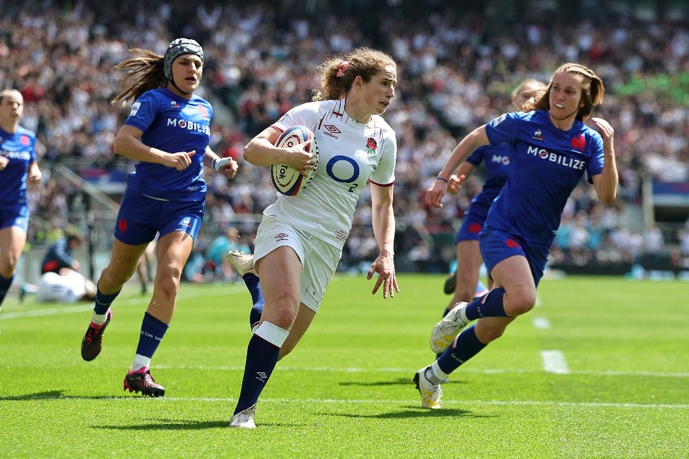 A record crowd for a women's rugby international - 58,498 - has watched England win their Six Nations grand slam decider against France at Twickenham. Photo: Getty Images