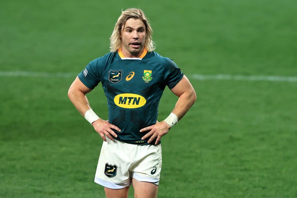 South Africa will be without key flanker Pieter-Steph du Toit and scrumhalf Faf de Klerk for the deciding Test against the British & Irish Lions. Photo: Getty Images