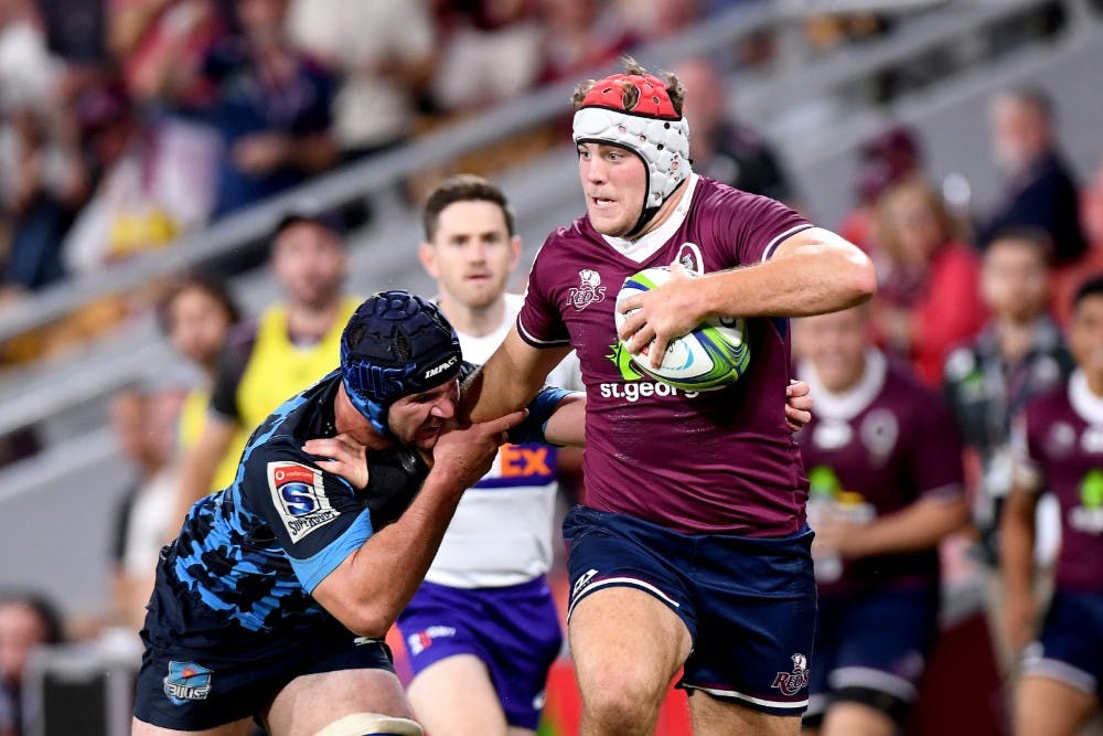 Fraser McReight in full flight against the Bulls at Suncorp Stadium. Photo: Getty Images