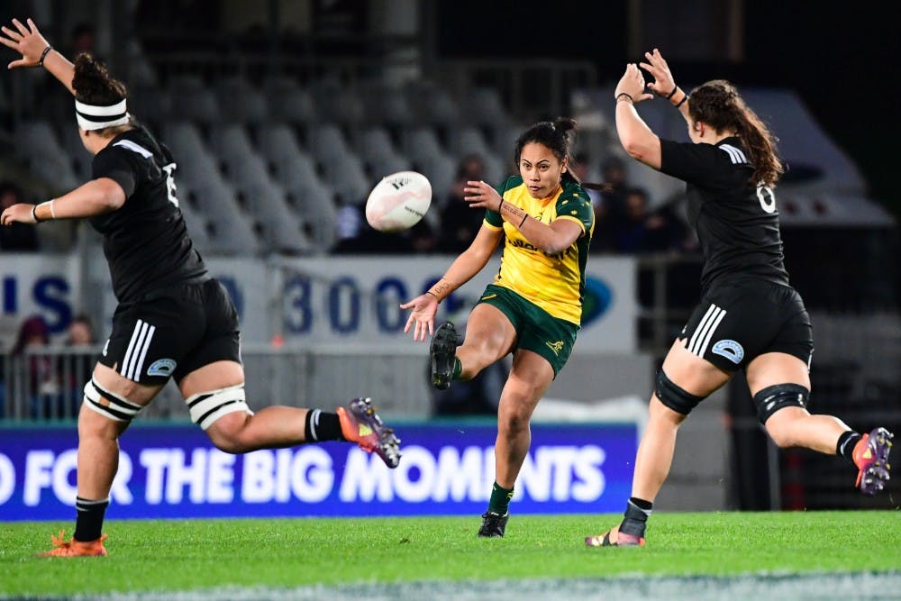 Wallaroos five-eighth Trilleen Pomare in action against the Black Ferns. Photo: RUGBY.com.au/Stu Walmsley