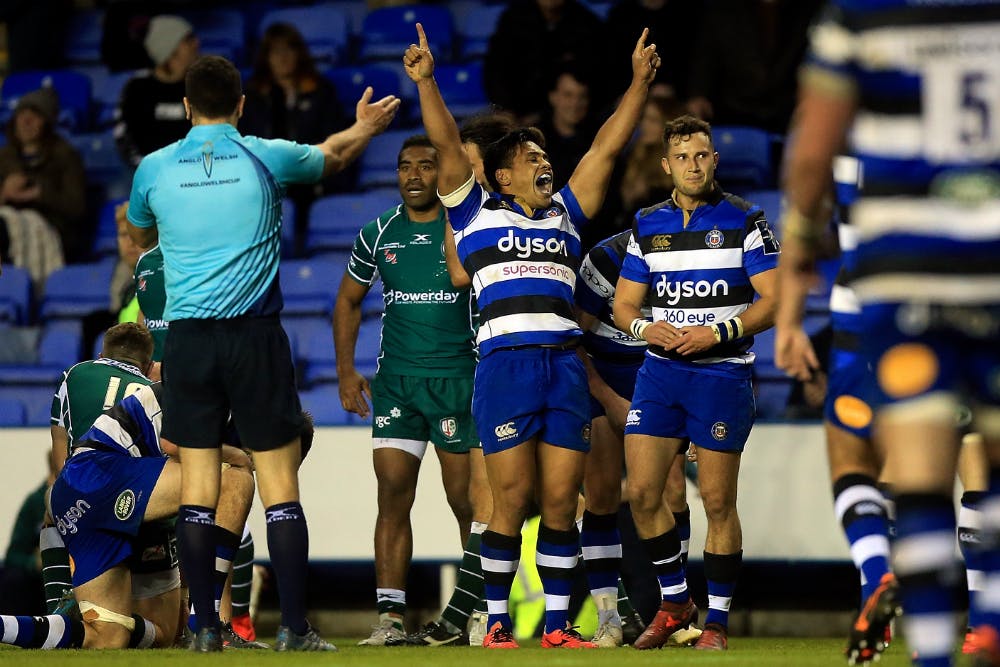 Ben Tapuai was a happy man after Bath's win over London Irish. Photo: Getty Images