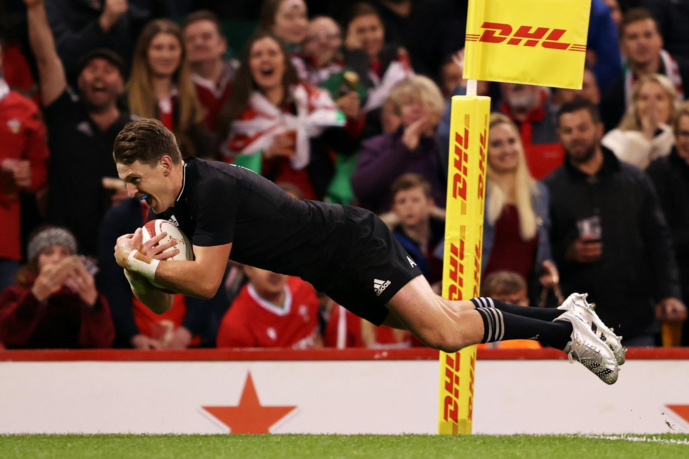 Beauden Barrett has scored on his 100th Test appearance as New Zealand beat Wales 54-16 | Getty Images
