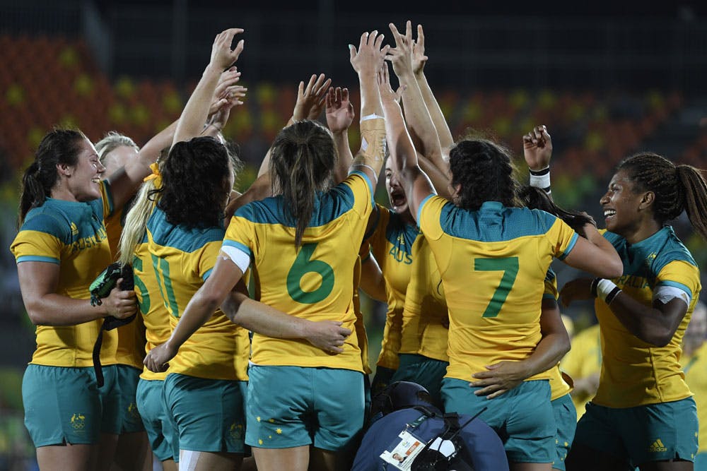 Australia's Sevens with their gold medal. Photo: Getty Images