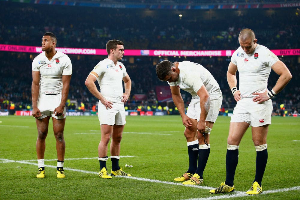 England Rugby look dejected after their World Cup loss to Australia last year. Photo: Getty Images