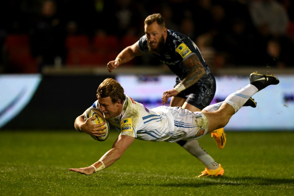 Lachie Turner scored a critical try in Exeter's win over Sale. Photo: Getty Images