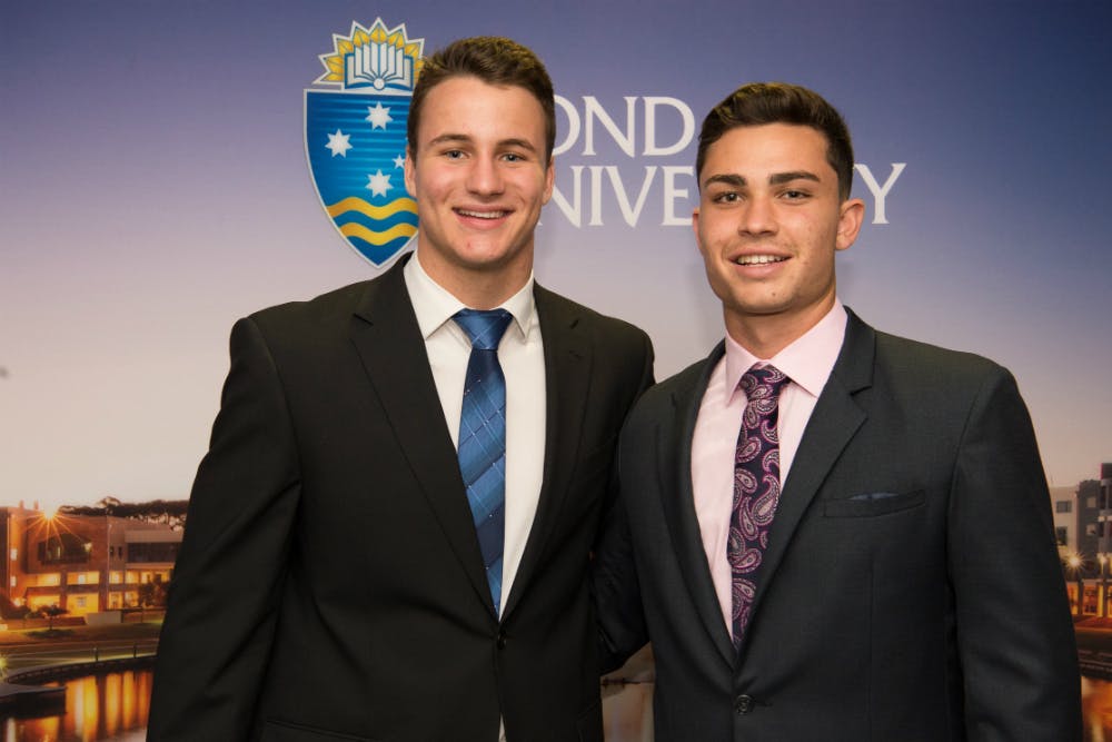 Lachlan Connors and Maxwell Dowd have been granted John Eales Rugby Excellence Scholarships. Photo: Bond University Media