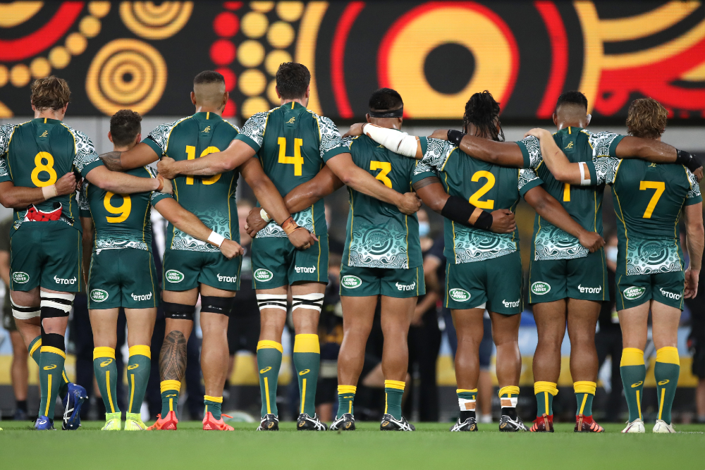 A conversation between Dane Haylett-Petty and Rugby Australia Chairman Hamish McLennan sparked the Indigenous rendition at Saturday's Tri Nations finale. Photo: Getty Images