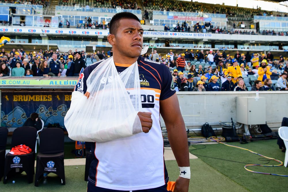 Allan Alaalatoa broke his arm in last weekend's match against the Waratahs. Photo: RUGBY.com.au/Stuart Walmsley