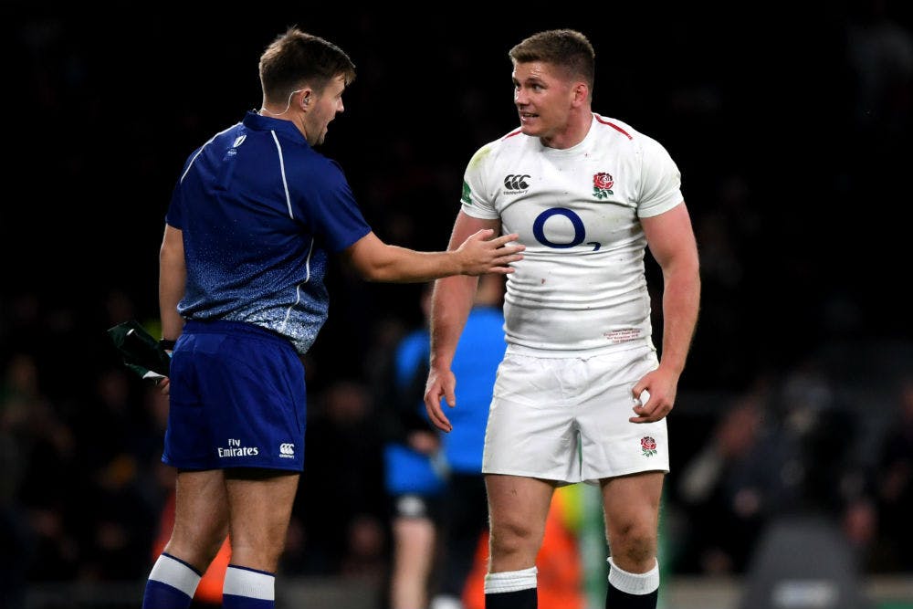 England captain Owen Farrell's last-minute tackle was contentiously deemed legal. Photo: Getty Images