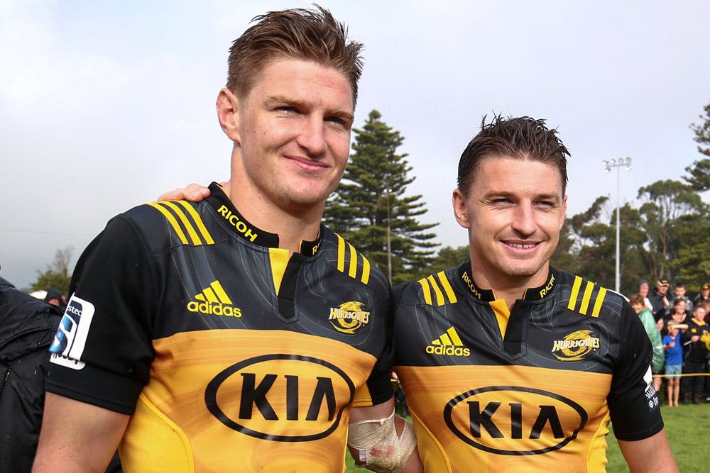 Jordie and Beauden Barrett may link back up at the Blues. Photo: Getty Images