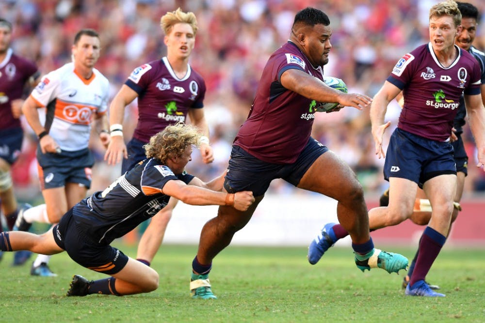 Taniela Tupou in action in the Reds' win against the Brumbies at Suncorp Stadium. Photo: Getty Images