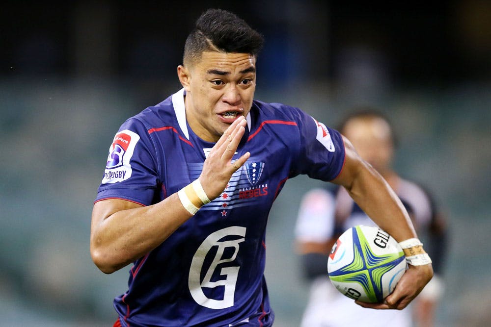 Semisi Tupou on the fly for the Rebels. Photo: Getty Images