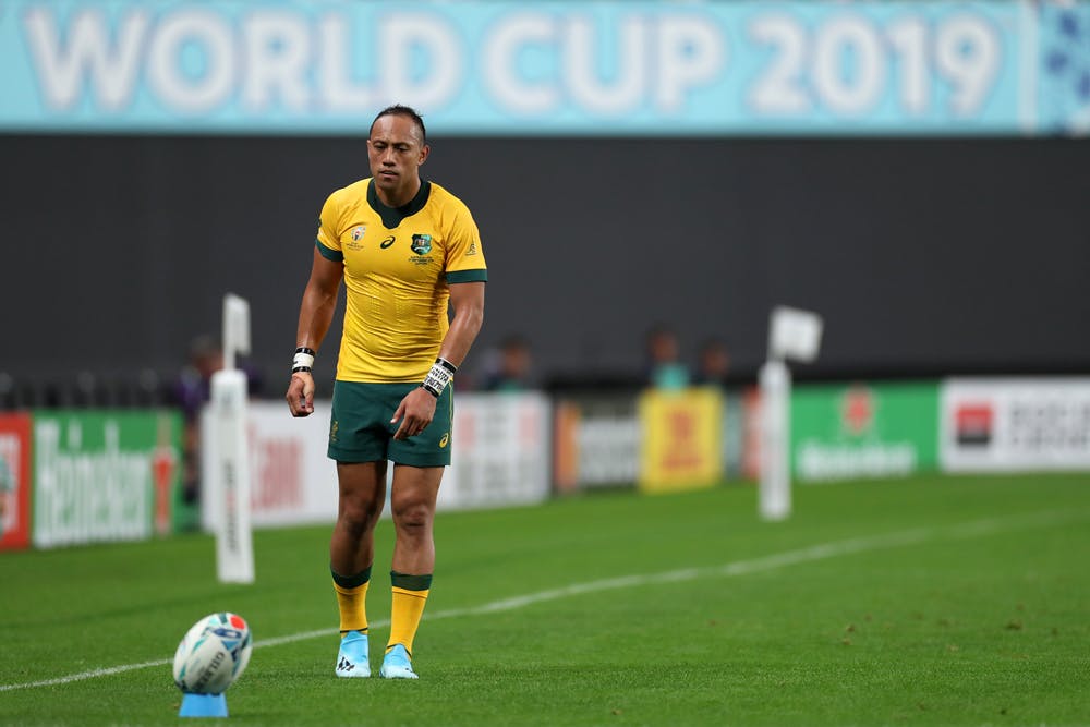 Christian Lealiifano lines up a kick. Photo: Getty Images