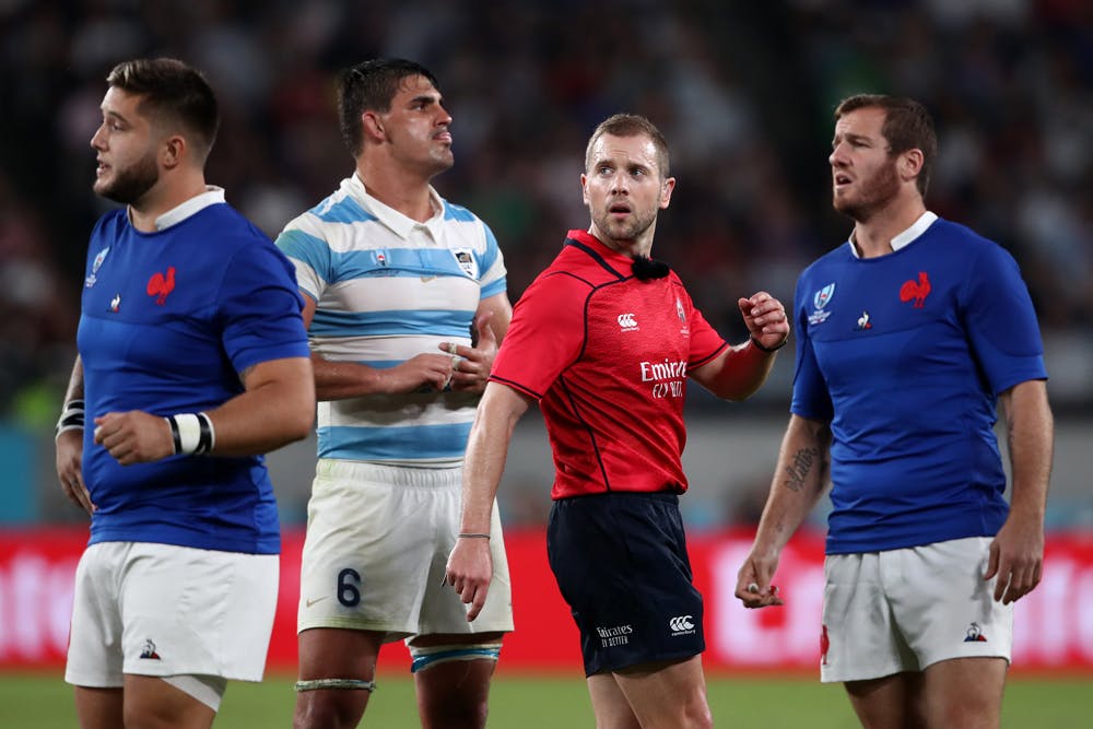Angus Gardner refereeing France and Argentina. Photo: Getty Images