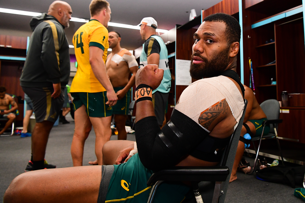 Samu Kerevi's family were at home watching Australia's win over Fiji and riding every emotion. Photo: RUGBY.com.au/Stuart Walmsley