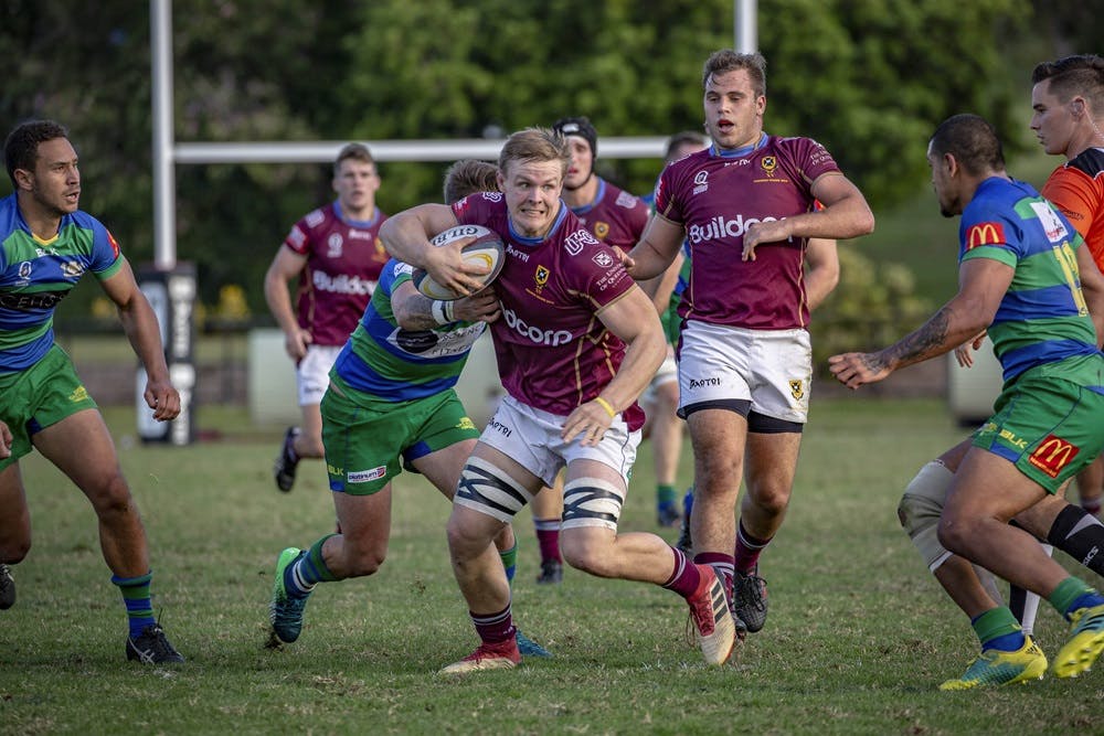 Backrower Sam Wallis prepped for another big year with the Red Heavies. Photo: Brendan Hertel/QRU