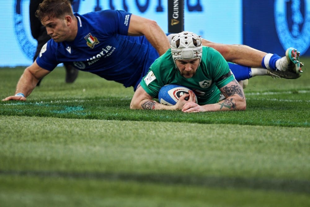 Mack Hansen has guided Ireland to victory over Italy. Photo: AFP