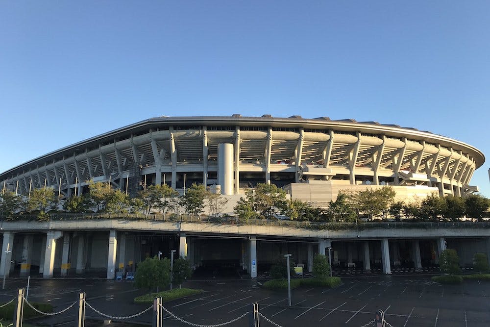 Yokohama International Stadium the morning after Typhoon Hagibis. Photo: Twitter/