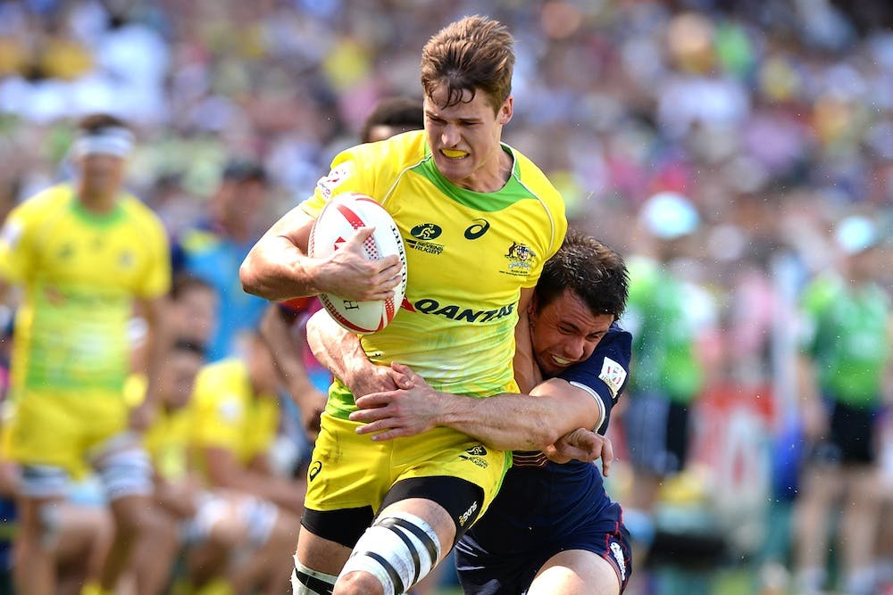 Tim Anstee in action at the Sydney Sevens. Photo: Getty Images.