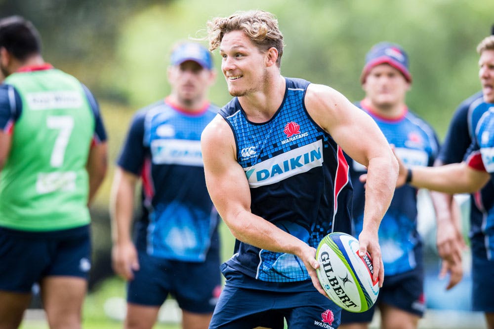 Michael Hooper pulled his troops aside on Monday. Photo: RUGBY.com.au/Stuart Walmsley
