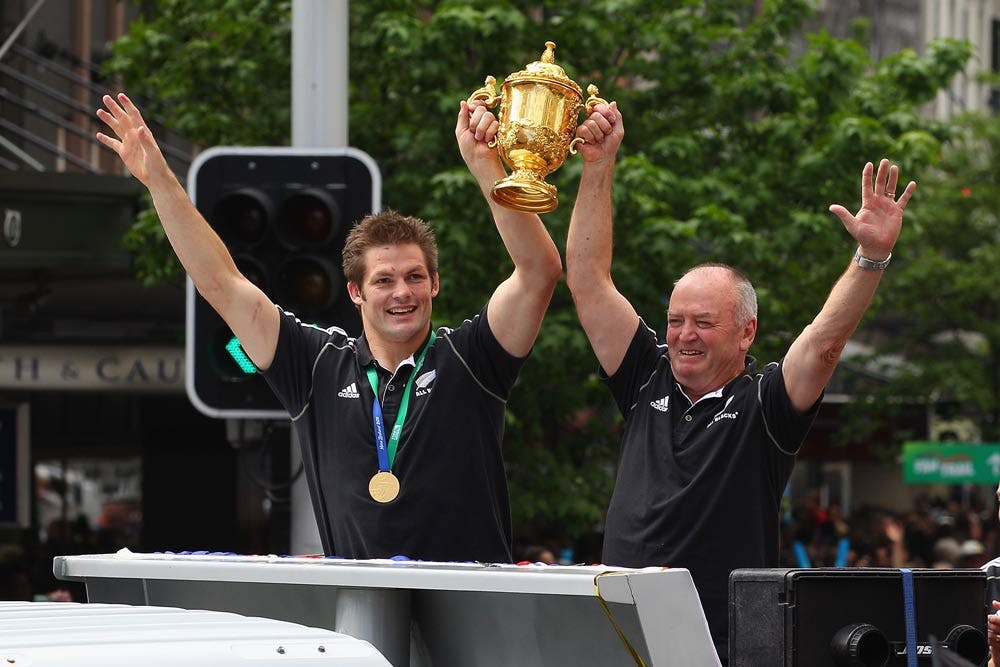 Richie McCaw and Graham Henry after the 2011 World Cup win. Photo: Getty Images