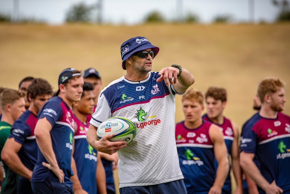 Peter Ryan laying down the law at a Reds training session. Photo: Brendan Hertel/QRU Media