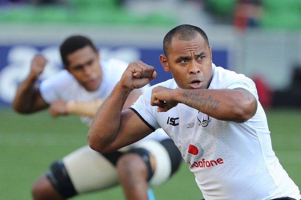 Fiji players perform the Cibi against the Wallabies in 2017 in Melbourne. Photo: Getty Images 