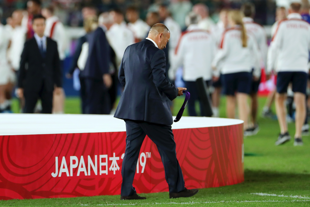 Eddie Jones looks at his silver medal. Photo: Getty Images