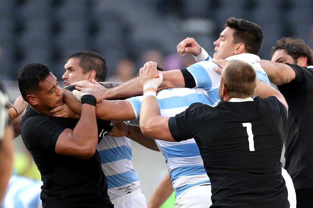 All Blacks coach Ian Foster says his team can't be coaxed into fighting against Los Pumas. Photo: Getty Images
