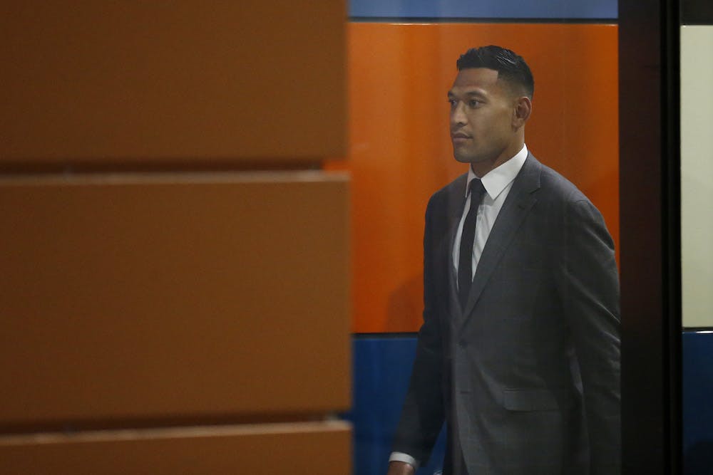 Israel Folau ahead of mediation in the Federal Circuit Court in Melbourne on Monday. Photo: Getty Images