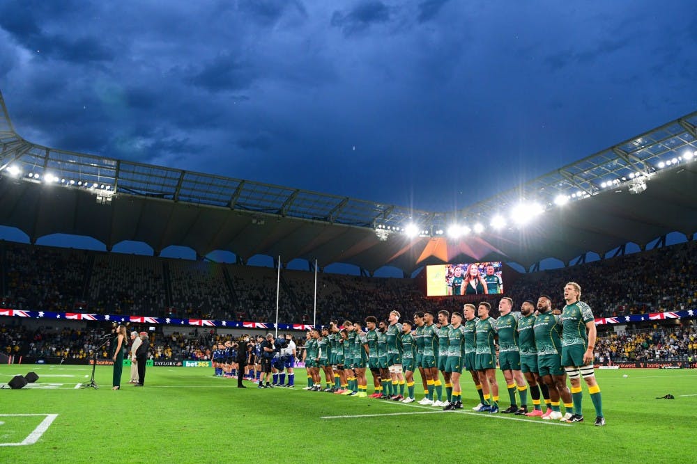 There have been calls to permanently include the Eora version during the Australian national anthem. Photo: Stuart Walmsley/Rugby Australia