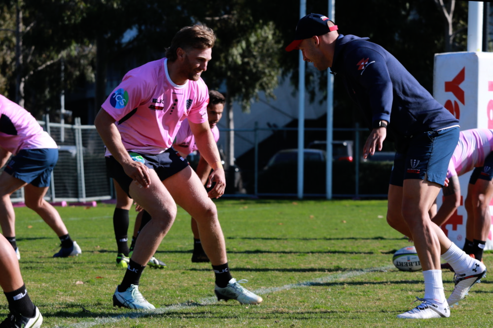 Lewis Holland in action at training. Photo: Rebels media