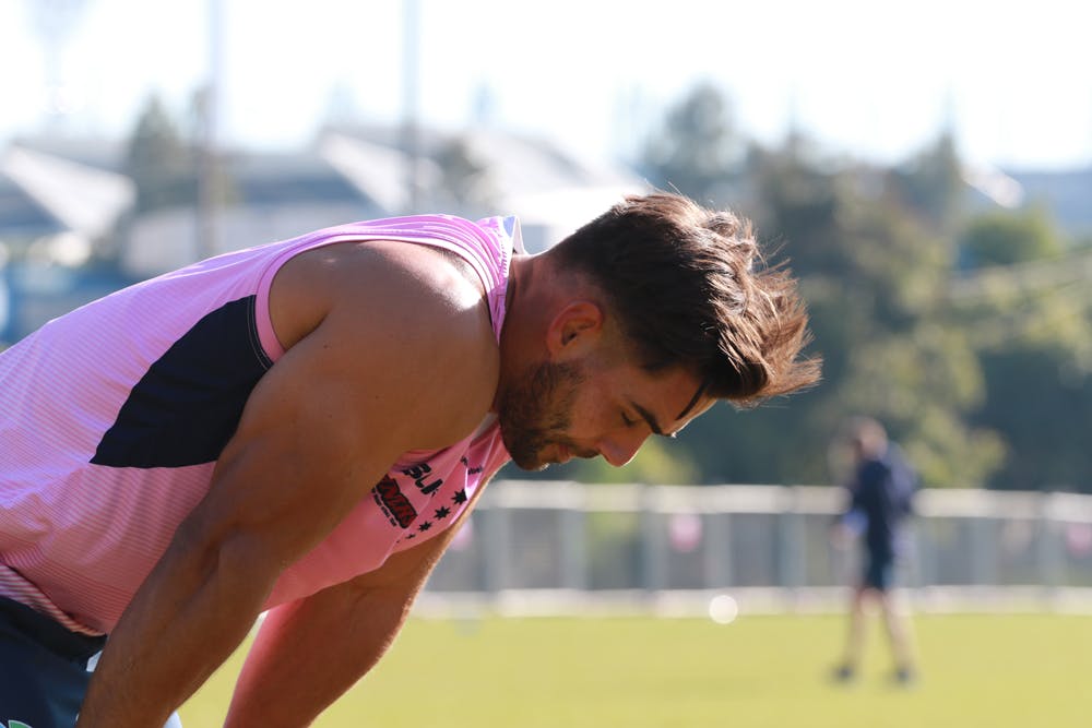 Ryan Louwrens in action at Rebels training on Monday. Photo: Rebels Media
