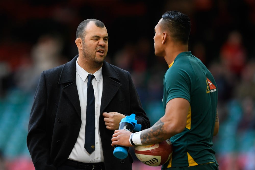 Michael Cheika is confident Israel Folau will stay with Australian rugby beyond 2018. Photo: Getty Images