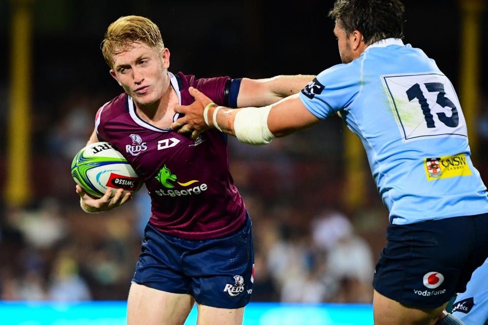 Isaac Lucas in action for the Reds against the Waratahs in his starting debut for Queensland. Photo: Rugby AU Media/Stuart Walmsley