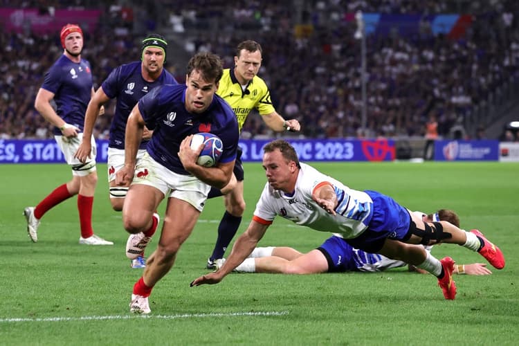 France's record try scorer Damian Penaud will miss the rest of the summer leg of the Nations Championship with a calf injury. Photo: Getty Images