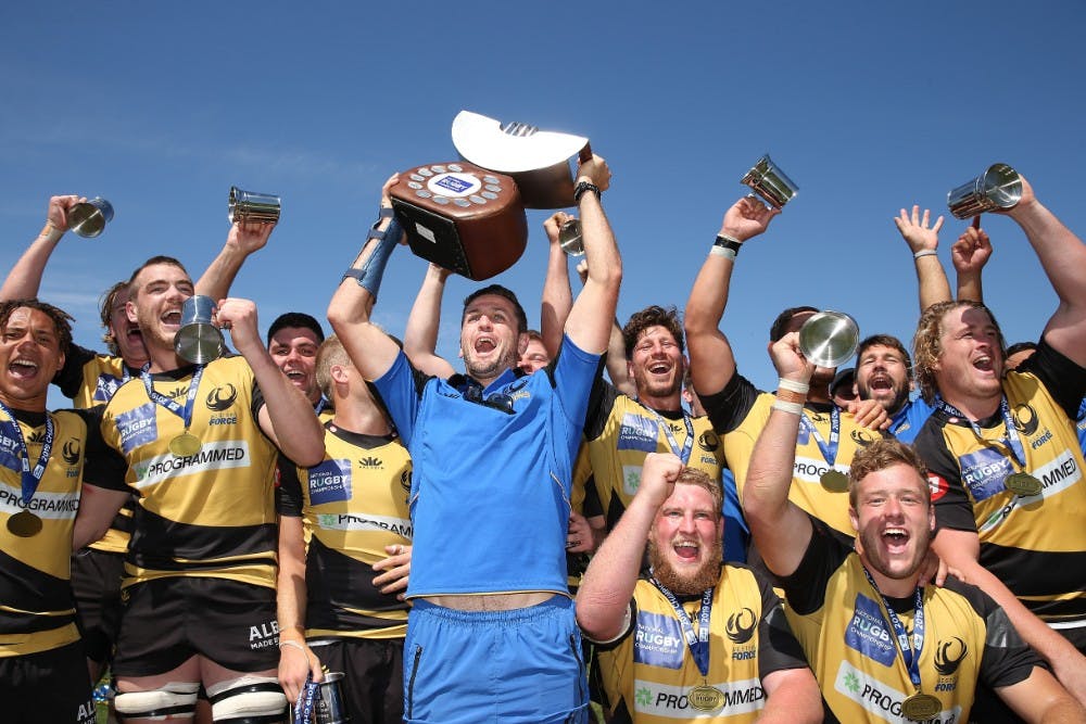 Injured Force captain Ian Prior lifts the NRC trophy after his team's grand final win. Photo: Getty Images 